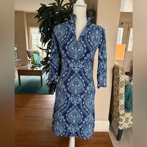 💙J.McLaughlin Elegant Blue Medallion Patterned Dress Size XS💙